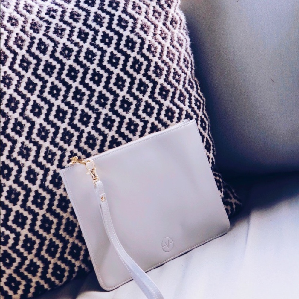 Grey clutch wristlet